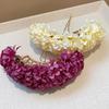 Pastoral Purple Yellow Flower Hair Pins Women Girls Sweet Fabric Floral Blossom Hair Stick Hair Accessory Travel Photo Props