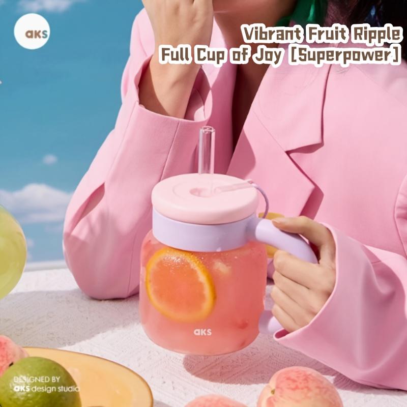

AKS High Borosilicate Glass Water Bottle Women S Large Capacity Straw Cup 2025 New High-Visual Appeal Portable Mug