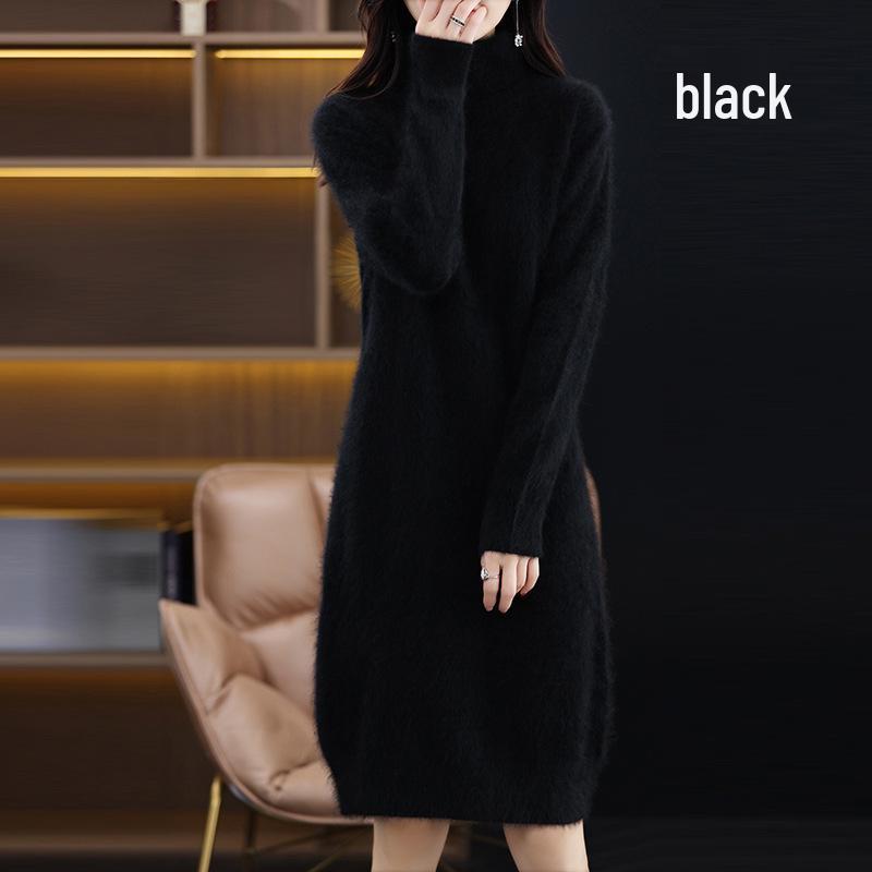 Women's Mink Velvet High Neck Knit Dress