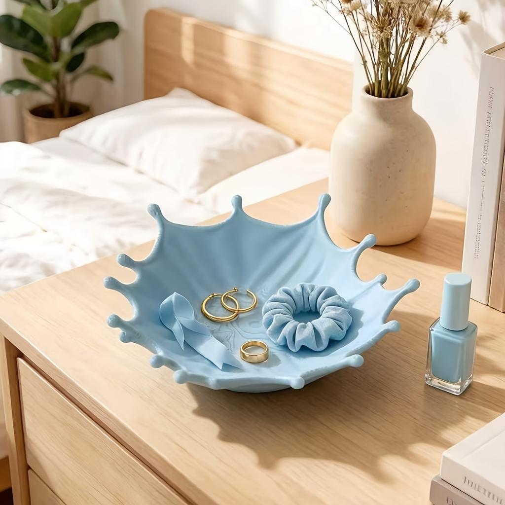 Water Splash Pattern Desktop Storage Tray, Nordic Style Jewelry Organizer, Holds Rings, Earrings, Keys & Cosmetics
