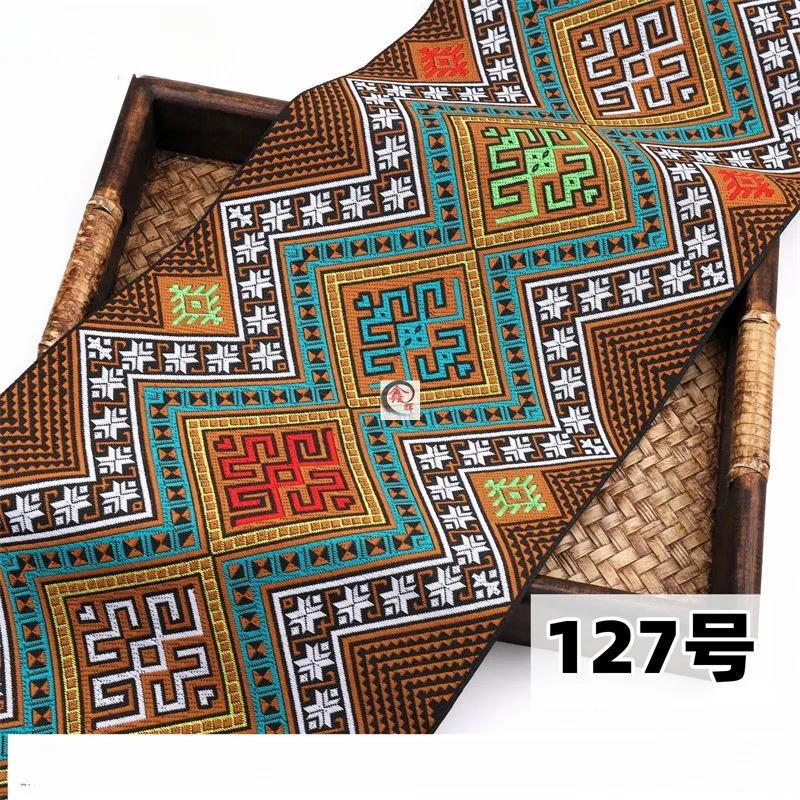 20 cm x 700 cm Hmong Stickerei Spitze Zubehör Miao Nationalität Kleidung Band Brokat Muster Tisch Flagge Wand Hängen Stoff