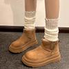 Platform Ankle Snow Boots Women Suede Flats Fur Cotton Shoes Brand Winter Plush Warm Shoes Woman 2025 Trend Fad Cozy Botas Mujer