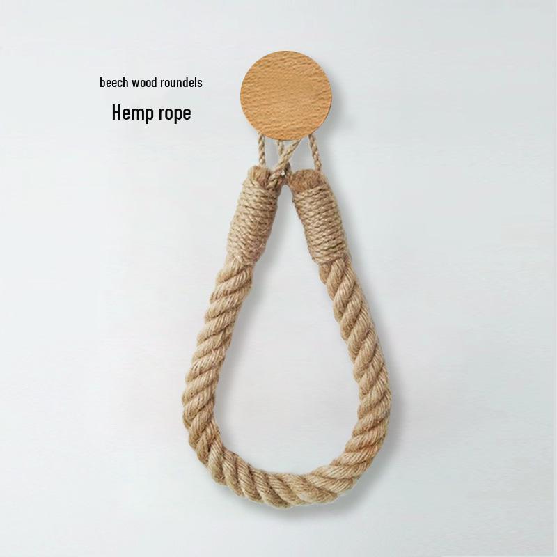 Hemp Rope & Wood Toilet Paper and Towel Holder