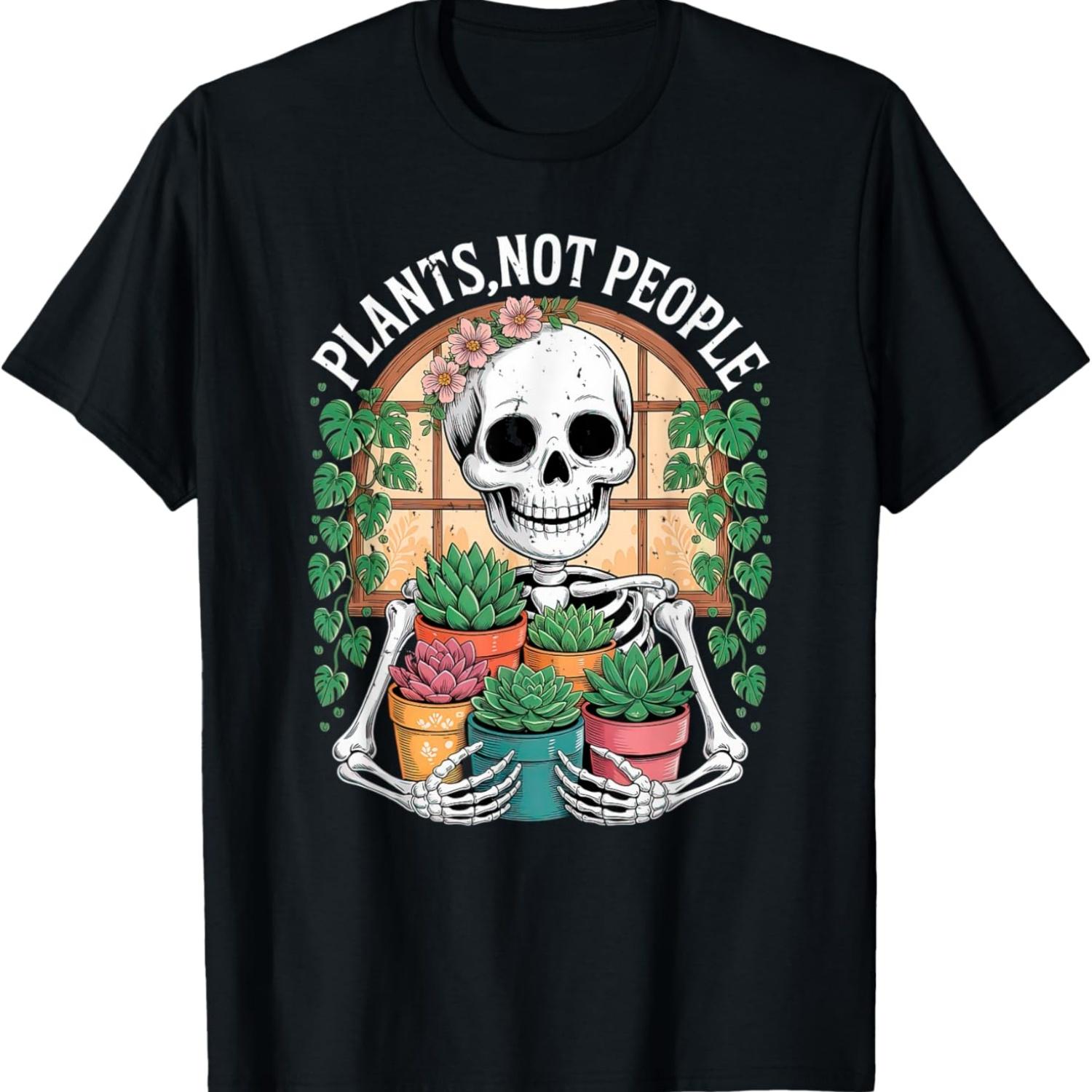 Plants Not People Skeleton with Succulents and Garden T-Shirt(1) S чёрный