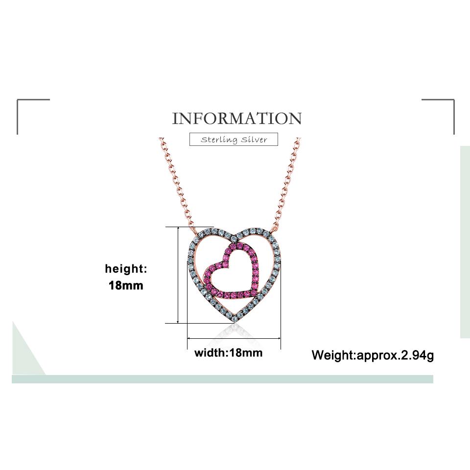 Umcho Double Heart Chain Necklace Solid 925 Sterling Silver Necklaces For Women Anniversary Valentine's Day Present Fine Jewelry