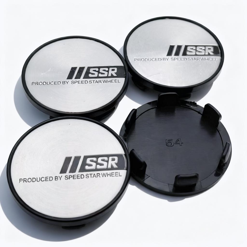 4pcs Silver Black SSR Logo Emblem Car Wheel Center Caps 54MM 49MM Rim Hubcaps Dust Cover Wheels Hub Cap Replace Car Accessories