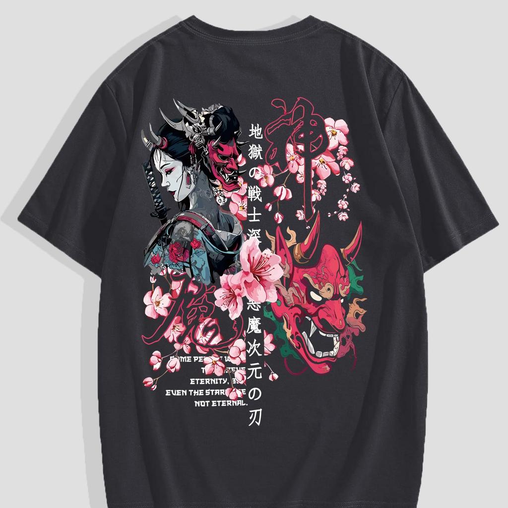 Street Fashion Geisha Mask Summer T-Shirt for Men And Women