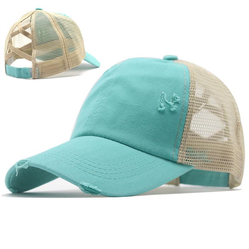 New Popular Outdoor Cross Ponytail Cap Sports Broken Edge Baseball Cap Summer Ladies Running Cap