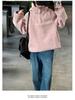 Girls' 2025 Korean Style Fuzzy Hooded Sweater - Autumn/Winter Warm, Loose Pullover