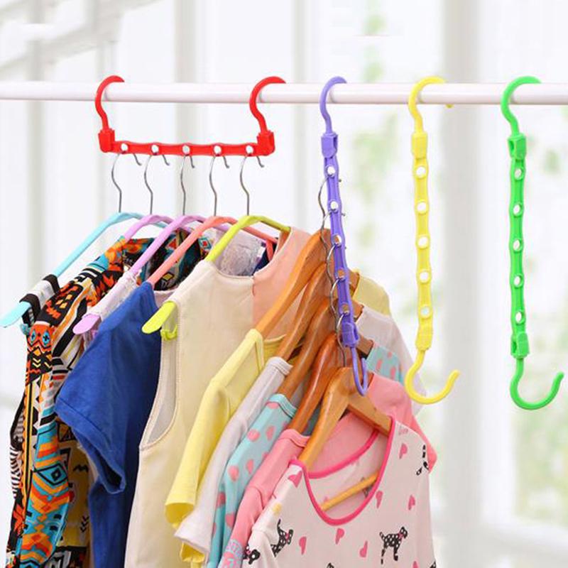 1 PC 5 Holes Wardrobe Hanger Storage Plastic Clothes Hanging Hook
