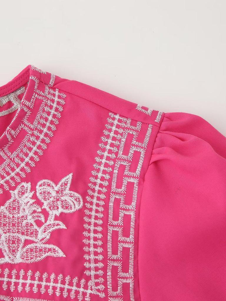 Cămașă de damă cu mânecă scurtă brodată în stil european și american pentru primăvara 2025