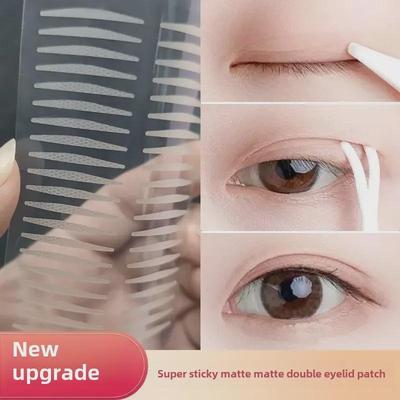 "Net Texture Transparent Double Eyelid Stickers for Beginners - Matte, Natural & Invisible"