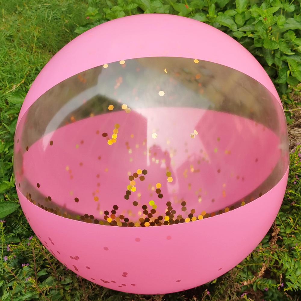 PVC Inflatable Transparent Beach Ball with Blue Sequins for Water Play and Photo Props