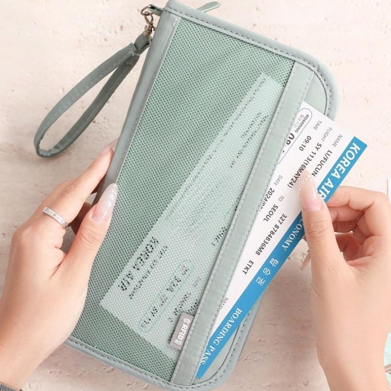 Passport Bag Documents Boarding Pass Card Bag RFID Portable Travel Oxford Cloth Storage Bag Multifunctional Passport Protective Cover Wallet