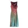 Fashion Style 2024 Summer New Arrival Female Ruched Tie-Dye Floral Print Slit Mid Length Long Length Dress 3031200 330