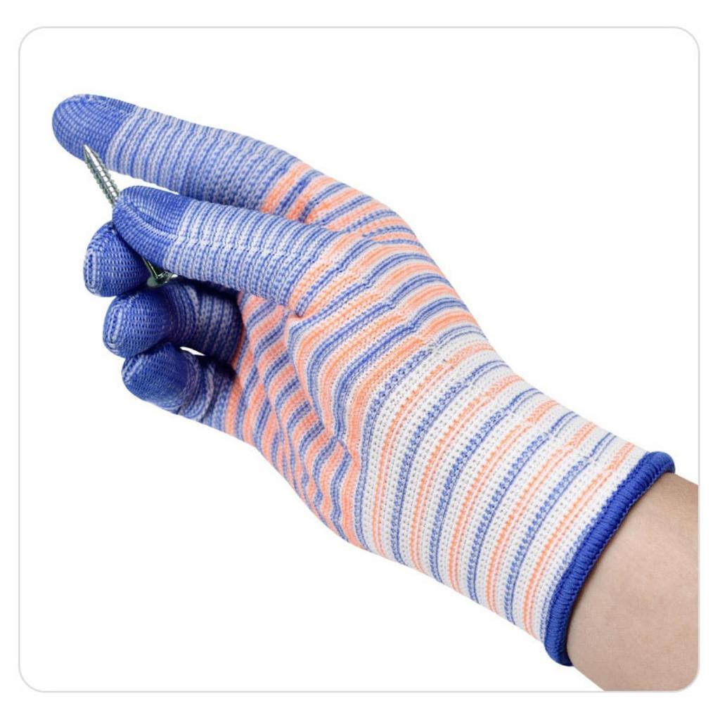 Breathable, Knitted, Protective Gloves, Striped, Anti Slip Gloves, Wear-resistant, Work Gloves, High Elasticity, Nylon Gloves