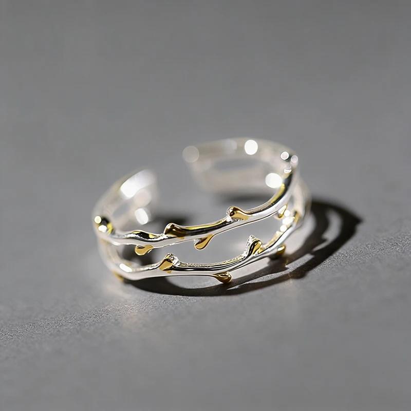 

2025 New Creative Branch Gold Color Leaves Rings for Women Minimalist Retro Opened Rings Party Wedding Jewelry Birthday Gift