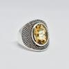 Vintage Sterling Silver Citrine Ring: Oval Gemstone Statement Ring