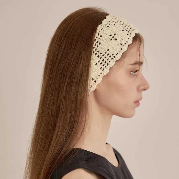 Flower Doily Hairband (Doily Flower Circle Knit Handmade Crochet Lace Hairband)