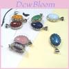 Geometric Shell Pendant With Synthetic Turquoise And Natural Purple Crystal For Fashion Jewelry