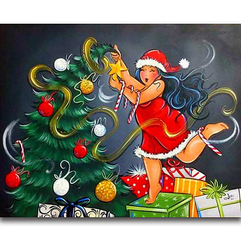Full Round Diamond 5D DIY Sexy Women Diamond Painting Cartoon Fat Lady Diamond Embroidery Cross Stitch Mosaic Home Decor