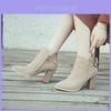 Luxurious Leather Winter Shoes For Women And Girls With Thick High Heels