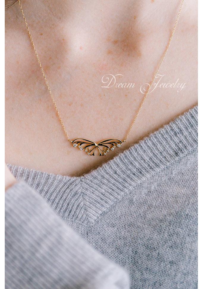 Graceful Dancing Butterfly Pendant Necklace, S925 Sterling Silver with 18K Gold Plating, Aesthetic Niche Luxury Women s Jewelry. 18K Gold Color