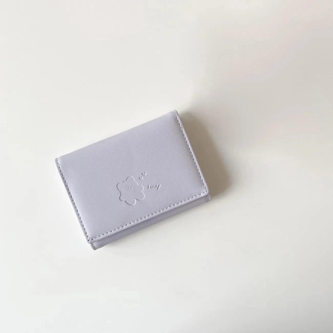 

Женские милые кошельки с медвежонком, тройные многофункциональные короткие кошельки, складные держатели для карт, портмоне, женская сумка для карт, мультяшные сумки фиолетовый