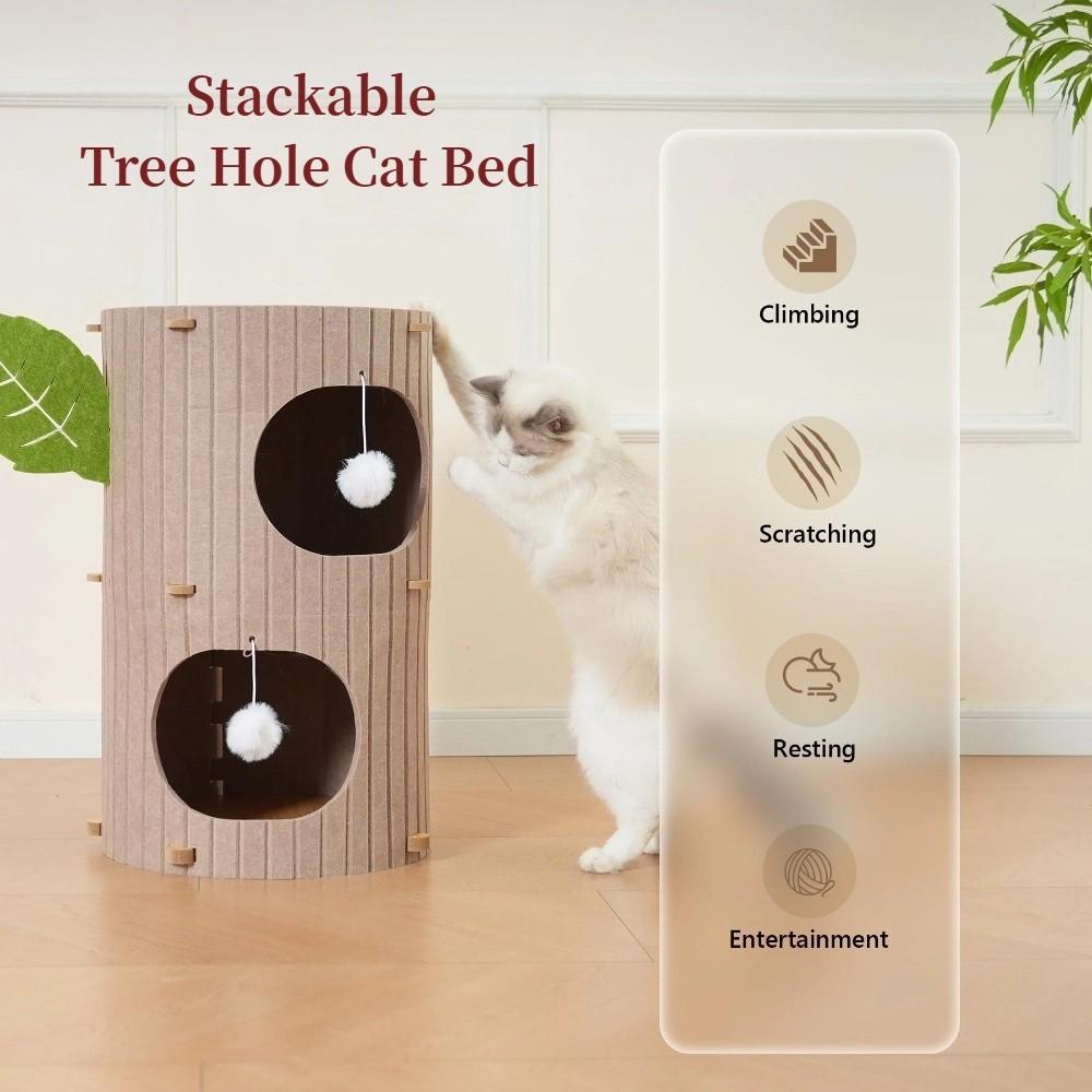 Tree Hole Cave Cat Bed Multi-layer Cats Tunnel Condo Cat Castle House  Scratching/sleeping/playing