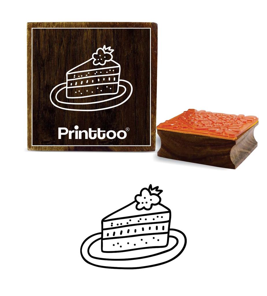Printtoo Cake Pastry Design Diary Card Wooden Rubber Stamp Scrap-Booking Block-2 X 2