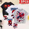 3pcs Boys Spider Man T Shirts Official Superhero Spider Man Short Sleeve Tees for Kids Birthday Outfits Playwear 3pcs Pack for Fans
