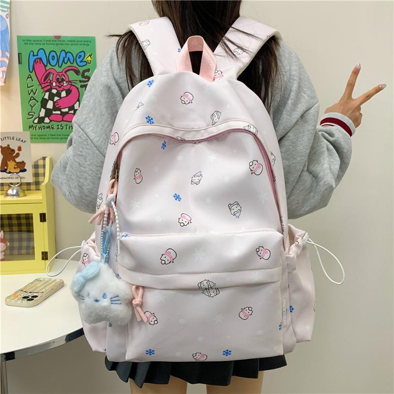 Schoolbag large capacity backpack high value fresh campus junior high school student schoolbag lightweight spring outing backpack female