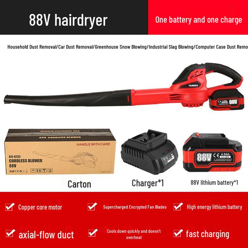 Ruishi High-Power Rechargeable Hair Dryer & Dust Blower/Vacuum for Home & Industrial Use