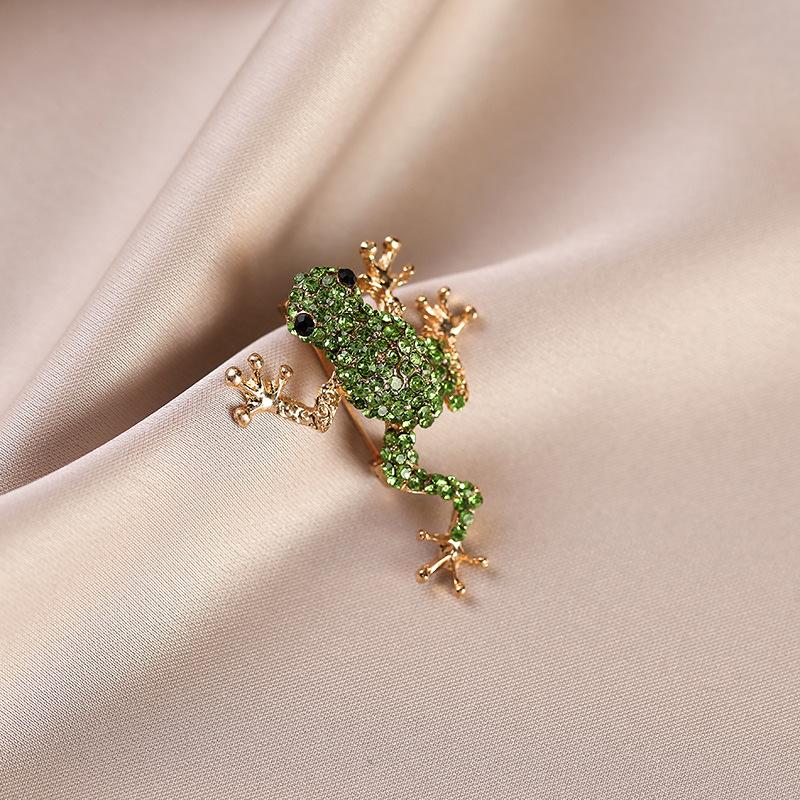 Diamond-encrusted Frog High-end Brooch, Rhinestone, Reptile Corsage, Coat, Overcoat Accessory, Brooch and Accessory