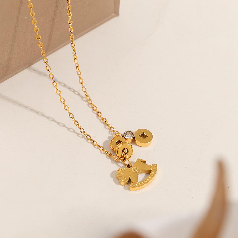 Женское титановое стальное колье с одним бриллиантом Rich Soon – 2026 года, стойкое к выцветанию, универсальный нишевый дизайн.