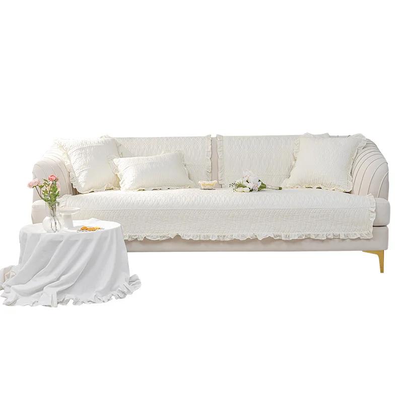 Beżowy antypoślizgowy materiał prosty nowoczesny salon tylny ręcznik pokrowiec na sofę cztery pory roku uniwersalny nowy jednolity kolor