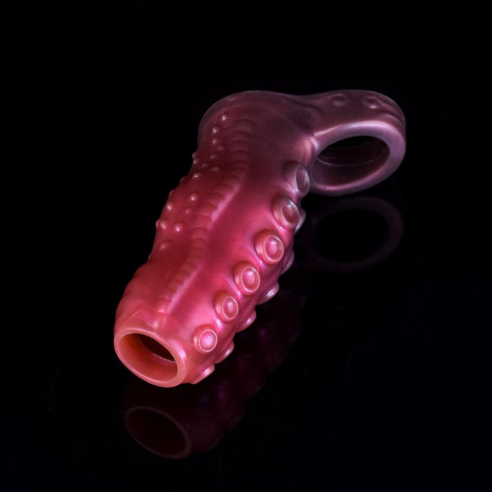 Penis Sleeve with Cock Ring, Male Sex Toys Enhance Male Stamina, Reusable Penis Extender, Stretchy Silicone Ring for Enlargement and Prolongation