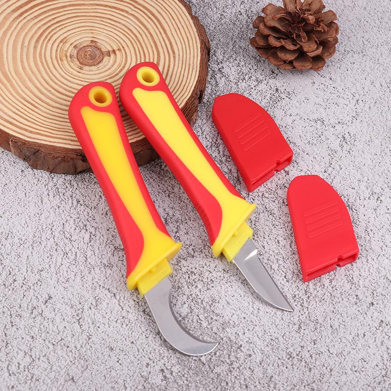 Hand Tool Insulated Knife Electricians Wire Stripper Cable Stripping Snips Straight Curved Blade Rubber Handle Peeling