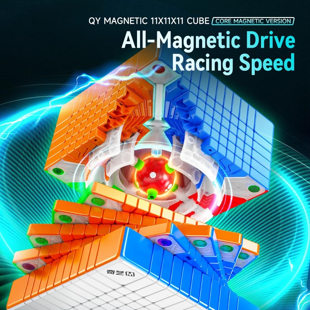 Bucubke QY 11x11 Magnetic Stickerless Puzzle, Authentic 76mm Magic Cube, QY 11x11x11, Built-in Magnet Magic Cube 2025, QY 11M Magnet Puzzle Cube