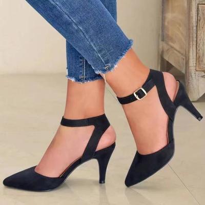 2024 New Buckle Women's Pumps Summer Fashion Office Slingbacks Shoes Women Sexy Pointed Toe High Heels Thin Heels Ladies Sandals