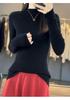 Women's Warm Embroidered High Neck Knit Wool Sweater - Semi-Thin Pullover for Autumn/Winter