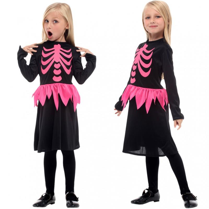 Halloween Costume Kids Girls Skeleton Vampire Devil Reaper Outfit Set Moda Cotton Blend Street Style Party Dress