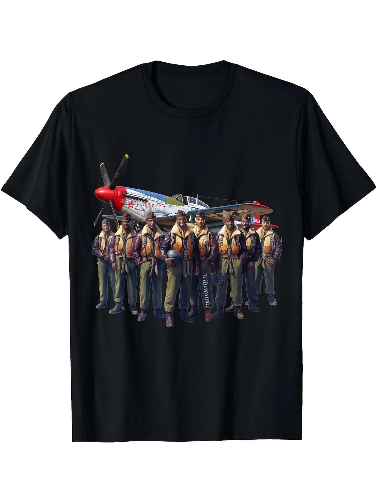 Tuskegee Red Tail Airmen Squadron 332Nd Fighter Group T-Shirt | Casual Crew Neck XXL