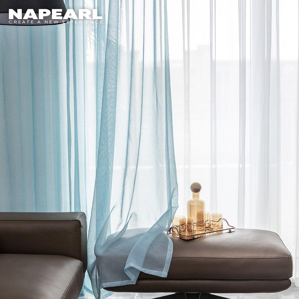 1PC NAPEARL Simple Elegant Tulle Sheer Curtain Solid Color Window Screening for Living Room Bedroom Home Decor