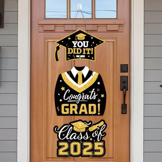 Závěsná cedule k promoci 2025 na vchodové dveře, třída 2025, gratulujeme absolventovi, uvítací cedule na verandu pro dekoraci promoční oslavy
