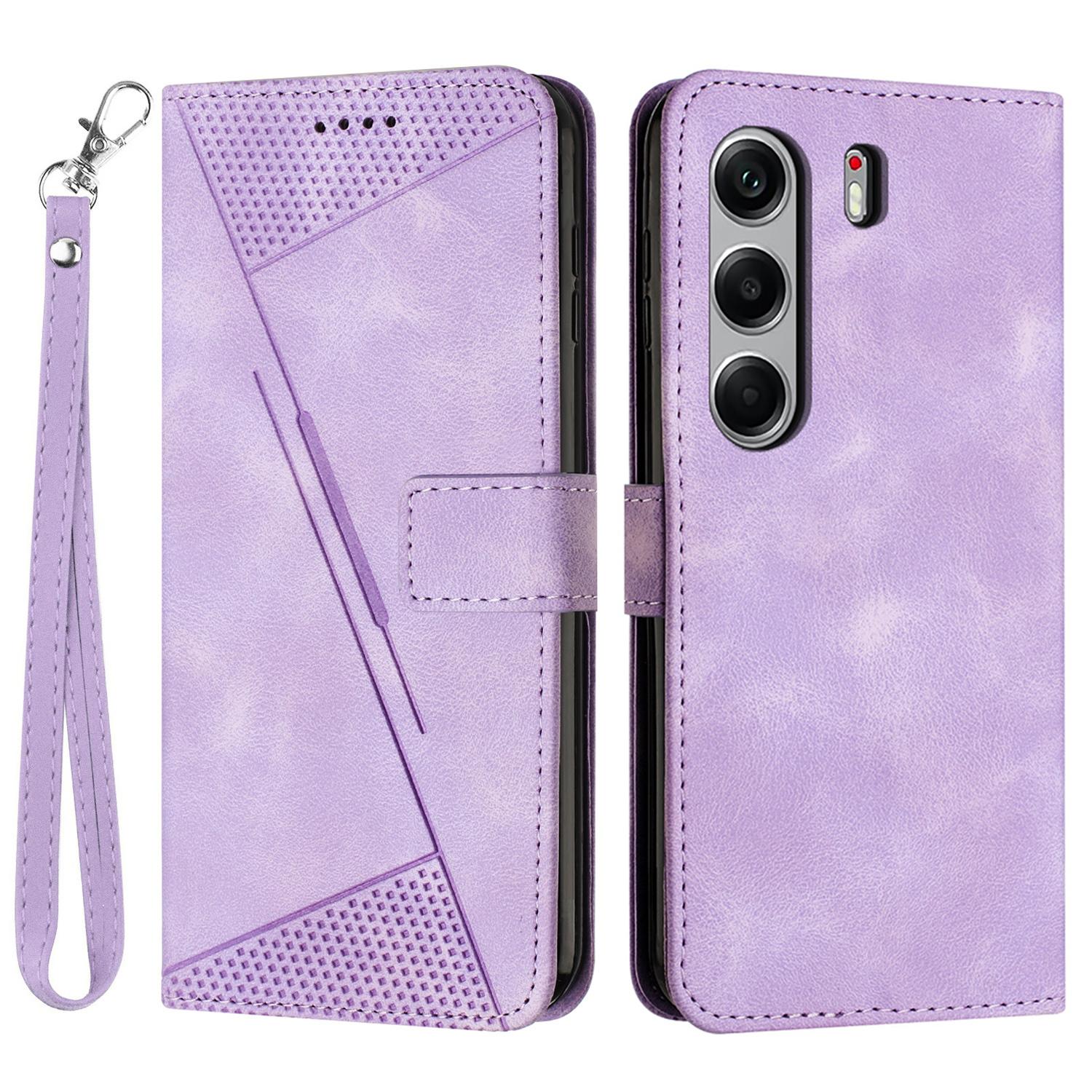 

Leather Case for TECNO Camon 40 Pro 4G Imprinted Triangle Phone Cover Purple