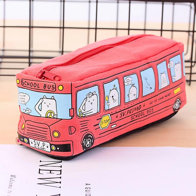 

1pcs Creative Bus Pencil Case Large Capacity Pencil Bag Cartoon Car Pencil Pouch Student Kids Cute Stationery Kawaii Student Gifts