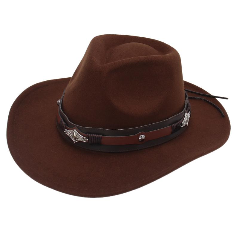 Western Cowboy Hat Dance Performance Jazz Hat Belt Accessories Felt Hat Studio Couple Hat