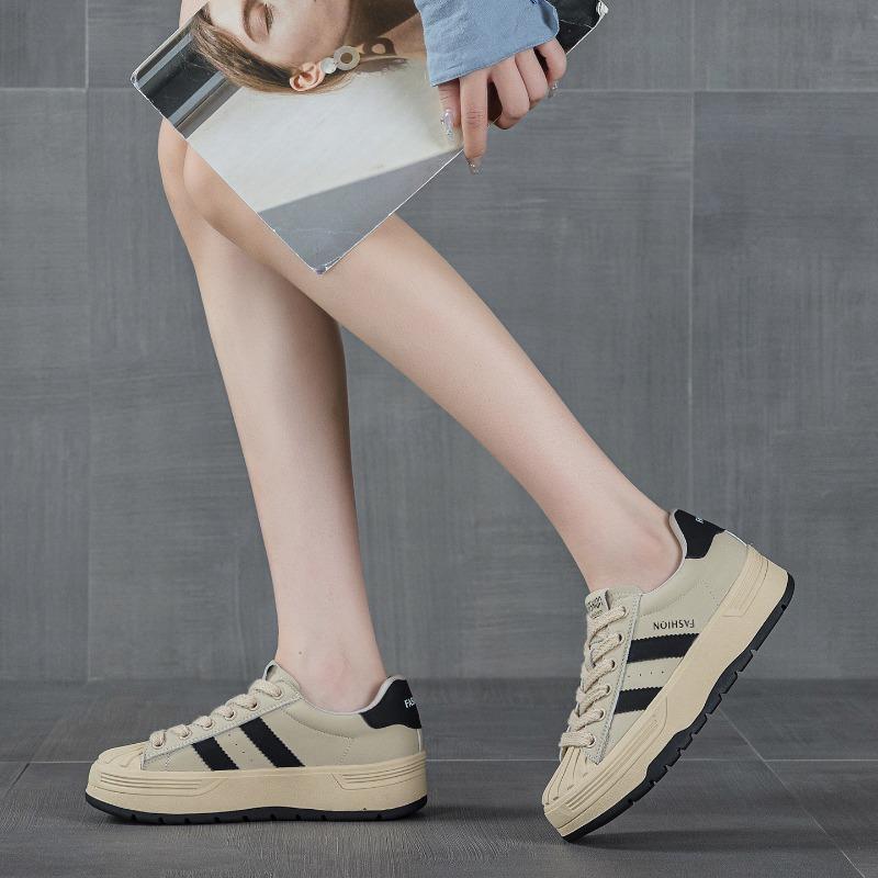 

Leather biscuit shoes women s new thick-soled lightweight heightening non-slip breathable women s shoes 35