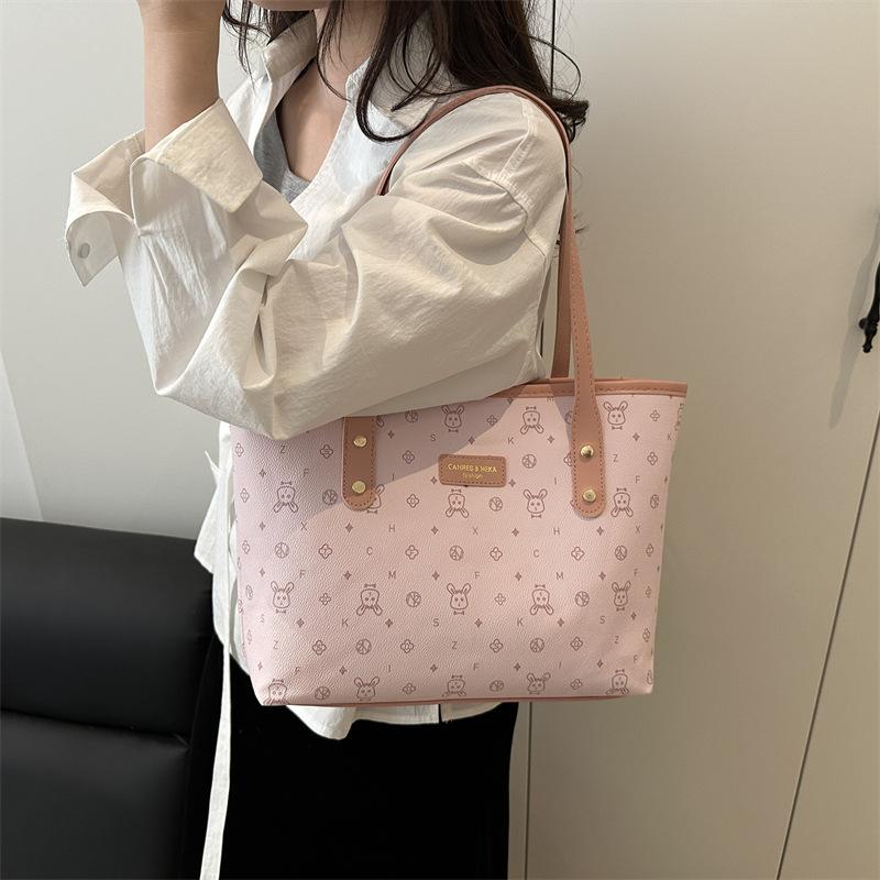 Korean cute commuter large-capacity bag women's 2025 spring and summer simple fashion tote bag casual versatile shoulder bag